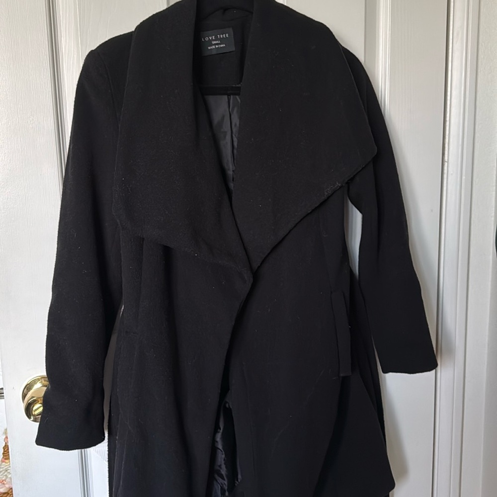 Black faux wool coat